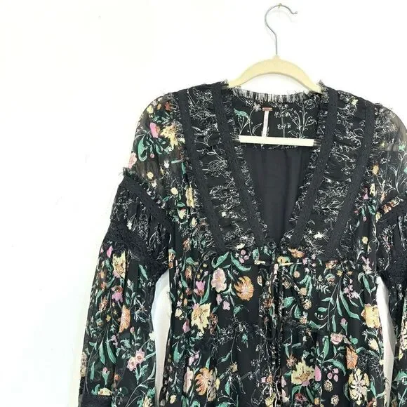 Free People Cassis Printed Chiffon Midi Dress - Picture 10 of 14